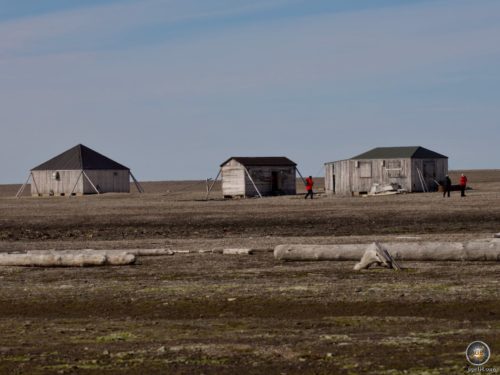 Kinnvika research station on Nordaustlandet by the Murchisonfjorden on the Hinlopen Strait Svalbard